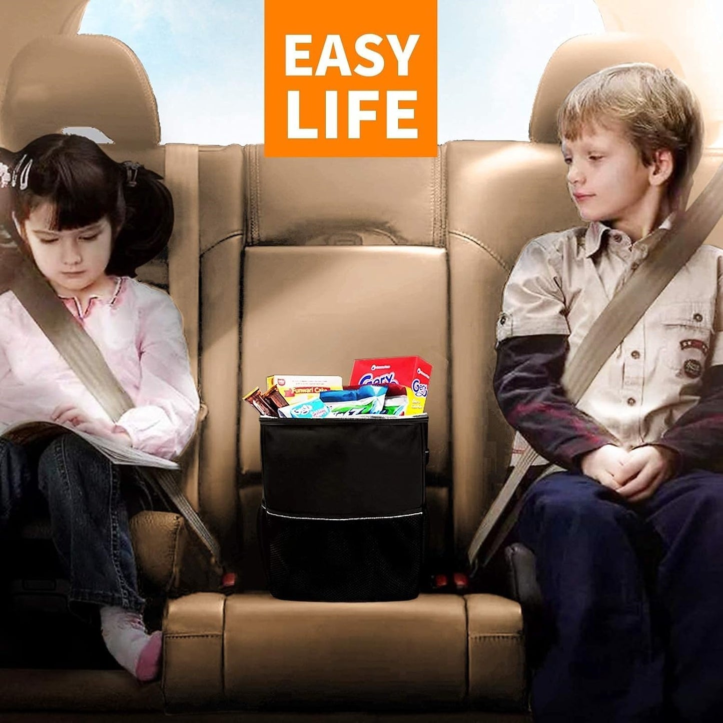 Waterproof Car Trash Bin – Leak-Proof Hanging Organizer with Lid