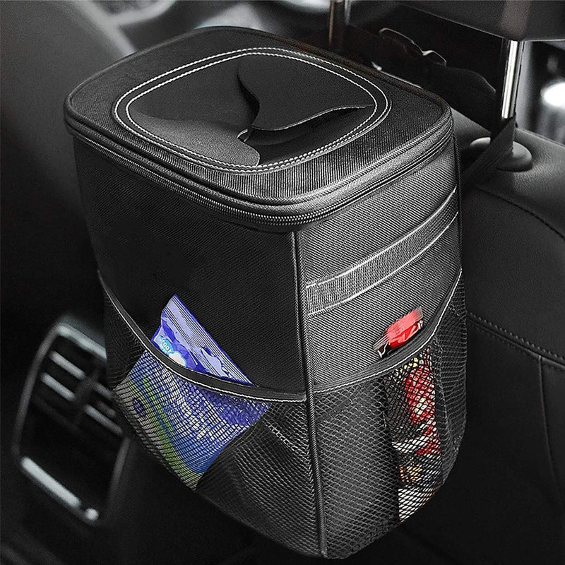Waterproof Car Trash Bin – Leak-Proof Hanging Organizer with Lid
