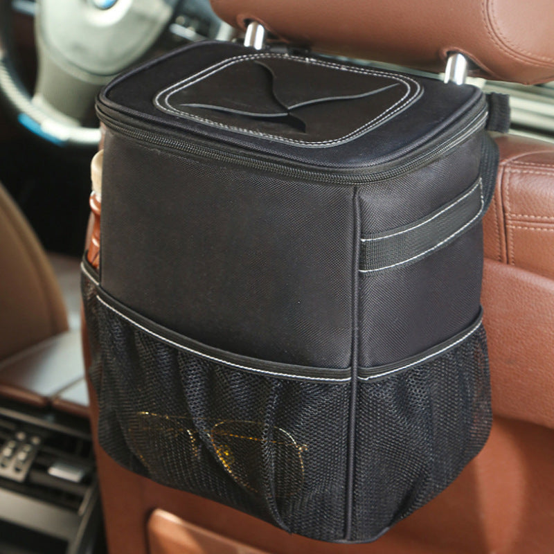Waterproof Car Trash Bin – Leak-Proof Hanging Organizer with Lid